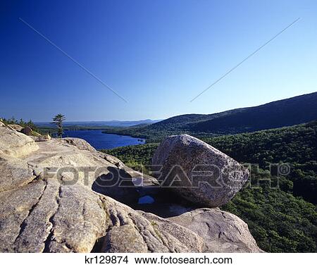 Acadia National Park Me Mount Desert Island Bubble Rock Boulder On Summit Of South Bubble Mountain View Large Photo Image Picture - Acadia National Park Me Mount Desert Island Bubble Rock Boulder On Summit Of South Bubble Mountain . Fotosearch