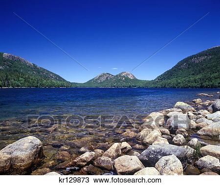 Acadia National Park Me Mount Desert Island Jordan Pond With View Of The Bubbles Mountains View Large Photo Image Stock Image - Acadia National Park Me Mount Desert Island Jordan Pond With View Of The Bubbles Mountains . Fotosearch