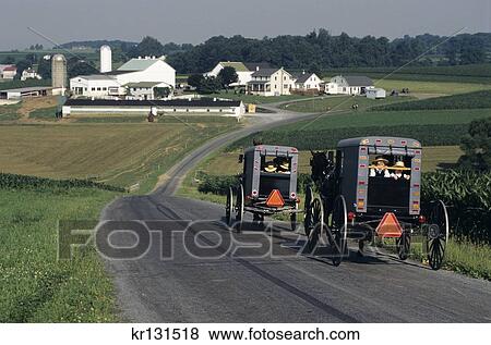 Stock Photo - Amish Lancaster County Pennsylvania Horse Buggy Farm. Fotosearch