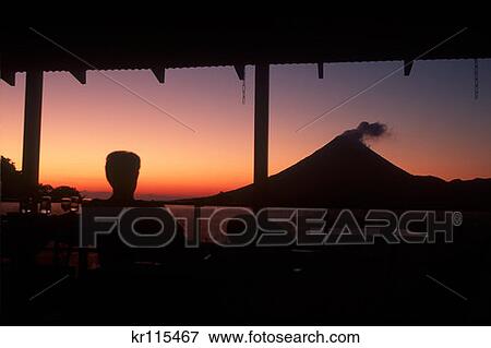 Arenal Volcano At Sunset Costa Rica View Large Photo Image Stock Photo - Arenal Volcano At Sunset Costa Rica . Fotosearch