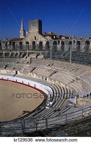 Stock Photograph - Arles Bouches Du Rhone France Arena Of Roman Amphitheater . Fotosearch