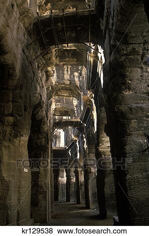 Arles Bouches Du Rhone France Inner Gallery Of Roman Amphitheater View Large Photo Image Stock Photo - Arles Bouches Du Rhone France Inner Gallery Of Roman Amphitheater . Fotosearch