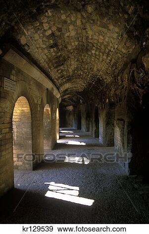 Arles Bouches Du Rhone France Inner Gallery Of Roman Amphitheater  View Large Photo Image Stock Photo - Arles Bouches Du Rhone France Inner Gallery Of Roman Amphitheater . Fotosearch