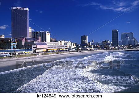 Atlantic City Nj Casinos And Hotels Along Boardwalk By Beach View Large Photo Image Stock Photo - Atlantic City Nj Casinos And Hotels Along Boardwalk By Beach . Fotosearch