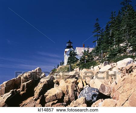 Bass Harbor Lighthouse Maine View Large Photo Image Stock Photo - Bass Harbor Lighthouse Maine . Fotosearch