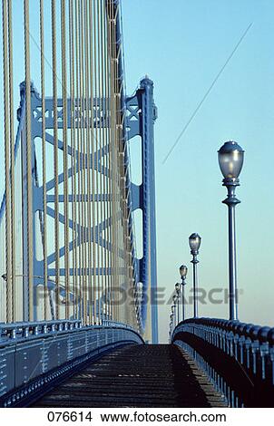 Benjamin Franklin Bridge Over Delaware River Philadelphia Pa Empty Walkway View Large Photo Image Picture - Benjamin Franklin Bridge Over Delaware River Philadelphia Pa Empty Walkway. Fotosearch