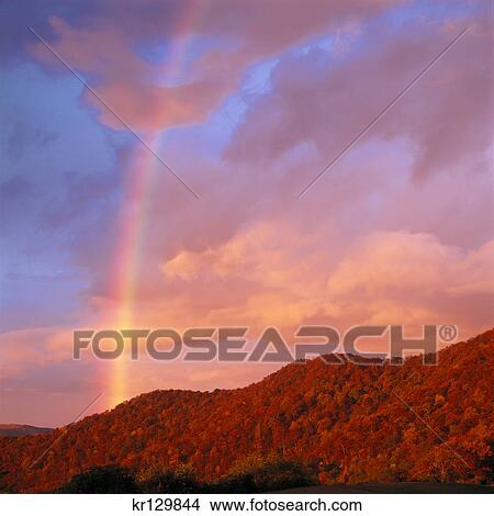 Picture - Blue Ridge Parkway Nc Rainbow Over Frying Pan Mountain At Sunrise . Fotosearch