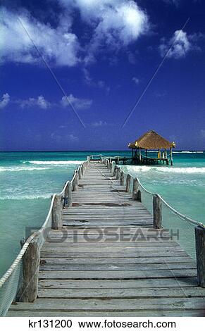 Boat Pier Off The Caribbean Riviera Maya, Mexico View Large Photo Image Stock Image - Boat Pier Off The Caribbean Riviera Maya, Mexico. Fotosearch