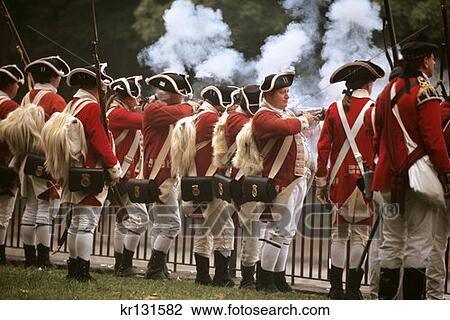 British Revolutionary War Soldier Re-Enactors Firing Muskets Battle Of Germantown Philadelphia Pennsylvania  View Large Photo Image Stock Image - British Revolutionary War Soldier Re-Enactors Firing Muskets Battle Of Germantown Philadelphia Pennsylvania . Fotosearch
