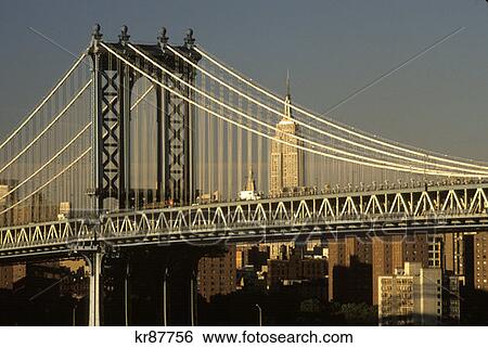 Brooklyn Bridge And Empire State Building New York City New York View Large Photo Image Stock Photograph - Brooklyn Bridge And Empire State Building New York City New York. Fotosearch