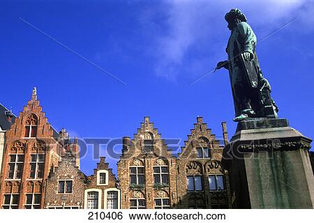 Bruges Belgium Jan Van Eyckplein View Large Photo Image Stock Photograph - Bruges Belgium Jan Van Eyckplein . Fotosearch