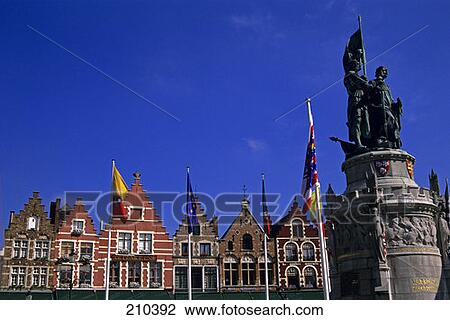 Bruges Belgium Memorial Statue In The Market  View Large Photo Image Stock Image - Bruges Belgium Memorial Statue In The Market . Fotosearch