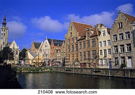 Stock Photo - Bruges Belgium Poortersloge And Jan Van Eyckplein . Fotosearch