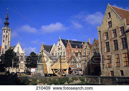 Bruges Belgium Poortersloge And Jan Van Eyckplein View Large Photo Image Stock Photo - Bruges Belgium Poortersloge And Jan Van Eyckplein . Fotosearch