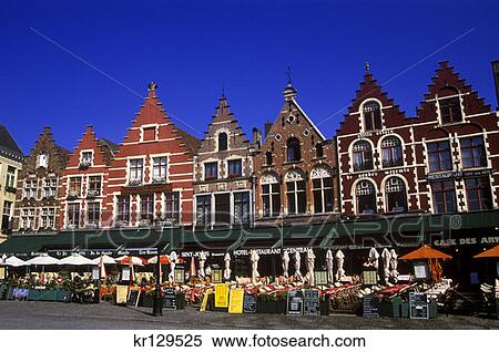 Bruges Belgium Shops And Cafes In The Market View Large Photo Image Stock Photography - Bruges Belgium Shops And Cafes In The Market . Fotosearch