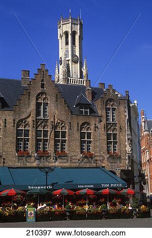 Stock Photo - Bruges Belgium The Belfry Over Looking The Burg . Fotosearch