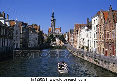 Bruges Belgium View Down Canal To Poortersloge And Jan Van Eyckplein View Large Photo Image Stock Image - Bruges Belgium View Down Canal To Poortersloge And Jan Van Eyckplein . Fotosearch