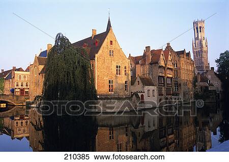 Bruges Belgium View Of Boats On Canal And The Belfry View Large Photo Image Stock Photography - Bruges Belgium View Of Boats On Canal And The Belfry . Fotosearch