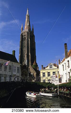 Bruges Belgium View Of Canal And Notre Dame Church View Large Photo Image Stock Image - Bruges Belgium View Of Canal And Notre Dame Church . Fotosearch