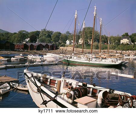 Camden Harbour Maine Boats 1978 1970S Retro View Large Photo Image Stock Image - Camden Harbour Maine Boats 1978 1970S Retro. Fotosearch