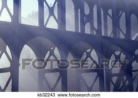Stock Image - Cape Creek Bridge Fog Heceta Head Lighthouse State Park Siuslaw National Forest Oregon . Fotosearch