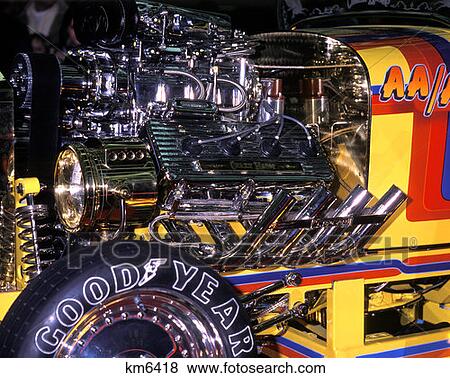 Stock Photo - Car Parts Good Year Tire Engine Shiny Polished Retro . Fotosearch