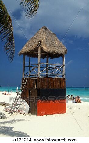 Caribbean Beach Lifeguard Station Playa De Carmen, Mexico View Large Photo Image Picture - Caribbean Beach Lifeguard Station Playa De Carmen, Mexico. Fotosearch