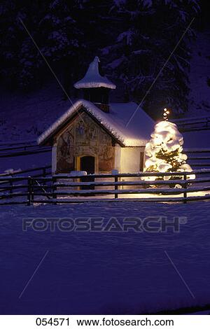 Chapel And Christmas Tree Bavaria, West Germany View Large Photo Image Stock Image - Chapel And Christmas Tree Bavaria, West Germany. Fotosearch