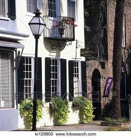 Stock Image - Charleston Sc Buildings In Historical District . Fotosearch