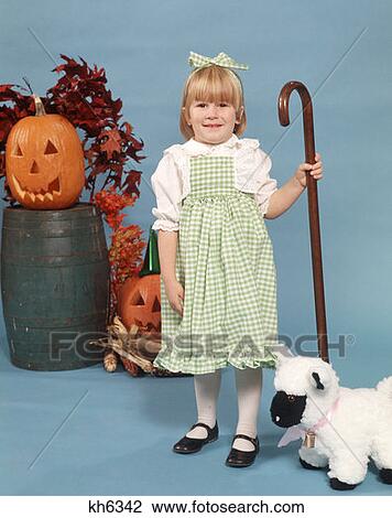 Child Girl Halloween Costume Shepherd Pumpkin Jackolantern Jack O Lantern Sheep 1970 1970S Retro View Large Photo Image Stock Image - Child Girl Halloween Costume Shepherd Pumpkin Jackolantern Jack O Lantern Sheep 1970 1970S Retro . Fotosearch
