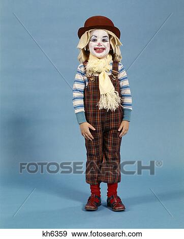 Child Halloween Costume Clown Girl View Large Photo Image Stock Photo - Child Halloween Costume Clown Girl . Fotosearch