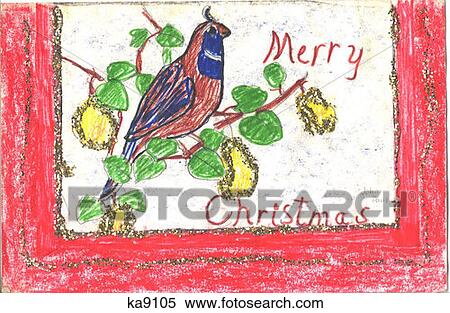Childs Drawing Of Bird With Words Merry Christmas View Large Photo Image Stock Photography - Childs Drawing Of Bird With Words Merry Christmas . Fotosearch