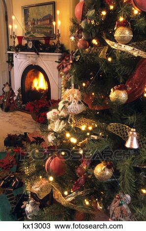 Christmas Tree And Fireplace View Large Photo Image Stock Image - Christmas Tree And Fireplace. Fotosearch