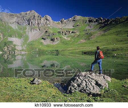 Stock Image - Clear Lake, South Mineral Creek Watershed, San Juan National Forest San Juan County, Nr. Silverton, Colorado . Fotosearch