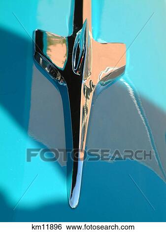 Stock Photograph - Close Up Of 1956 Chevy Belair Hood Ornament. Fotosearch