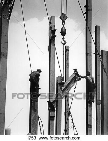 Construction Workers Beams Retro View Large Photo Image Stock Image - Construction Workers Beams Retro. Fotosearch
