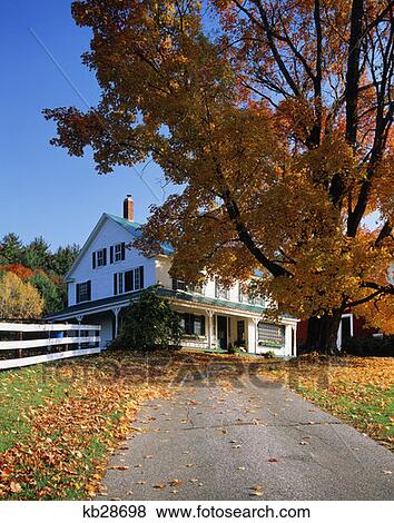 Stock Photo - Country Farmhouse Home In Autumn Eaton Nh. Fotosearch