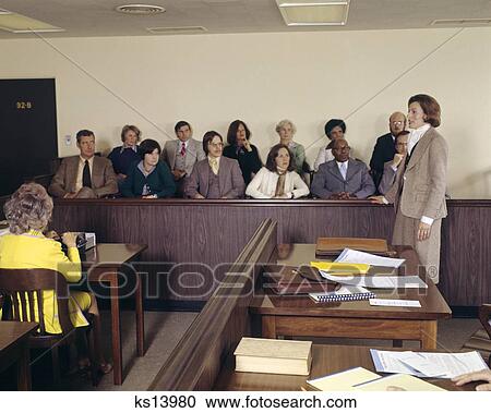 Court Room Scene Woman Prosecution Attorney Addressing Jury 1970'S Retro View Large Photo Image Stock Image - Court Room Scene Woman Prosecution Attorney Addressing Jury 1970'S Retro . Fotosearch