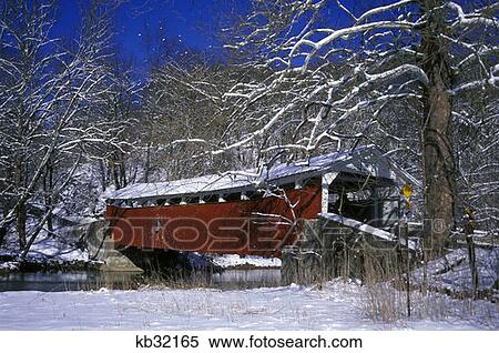 Covered Bridge In Winter Snow Lehigh County Pennsylvania View Large Photo Image Stock Photography - Covered Bridge In Winter Snow Lehigh County Pennsylvania . Fotosearch