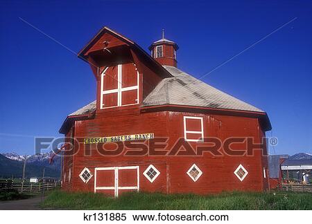 Cross Sabers Ranch Round Barn Wallowa Valley Hells Canyon National Scenic Byway View Large Photo Image Stock Photography - Cross Sabers Ranch Round Barn Wallowa Valley Hells Canyon National Scenic Byway . Fotosearch