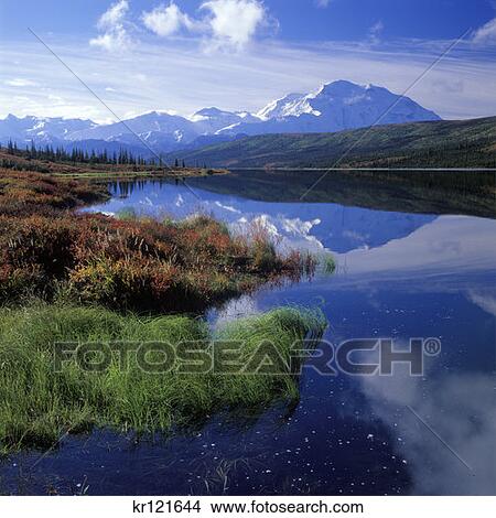Denali National Park Ak Mt. Mckinley Wonder Lake View Large Photo Image Picture - Denali National Park Ak Mt. Mckinley Wonder Lake . Fotosearch