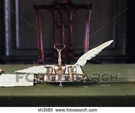 Stock Photography - Detail Of Silver Ink Well And Quill Pen Independence Hall Philadelphia Patriotic 1776 Signing Declaration Of Independence . Fotosearch