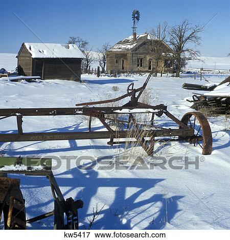 Eastern Oregon Farm Snow Windmill Farming Equipment View Large Photo Image Stock Photo - Eastern Oregon Farm Snow Windmill Farming Equipment. Fotosearch
