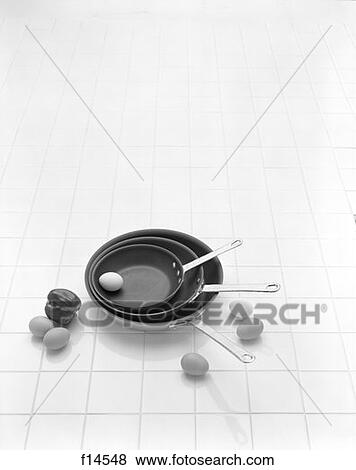 Eggs Frying Pans Tile Counter Retro View Large Photo Image Stock Photo - Eggs Frying Pans Tile Counter Retro. Fotosearch