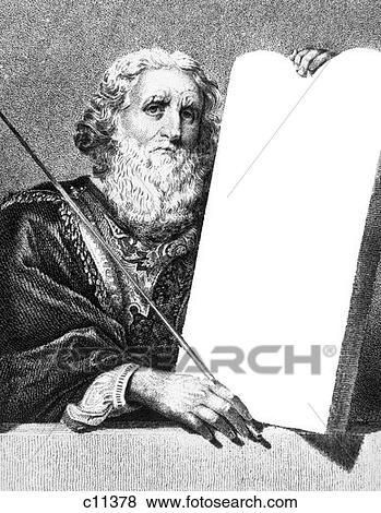 Engraving Of Moses Holding Stone Tablet View Large Photo Image Stock Photo - Engraving Of Moses Holding Stone Tablet . Fotosearch