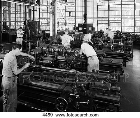 Factory Workers Retro View Large Photo Image Stock Photo - Factory Workers Retro. Fotosearch