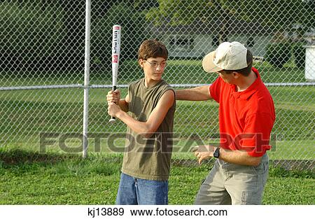 Father Teaching Son Batting In Baseball View Large Photo Image Stock Photo - Father Teaching Son Batting In Baseball. Fotosearch