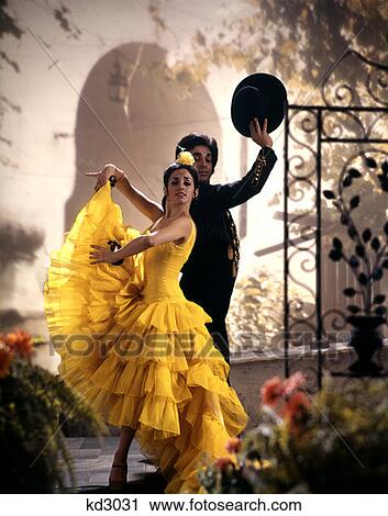 Flamenco Dancing Couple Man & Woman Wild Yellow Dress Latin Spanish Attitude Fast Romance Mystery Studio Indoor View Large Photo Image Stock Image - Flamenco Dancing Couple Man & Woman Wild Yellow Dress Latin Spanish Attitude Fast Romance Mystery Studio Indoor . Fotosearch