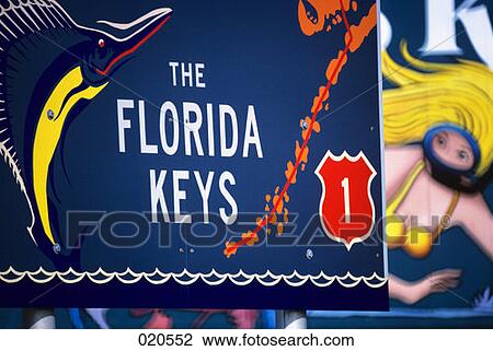 Stock Image - Florida Keys Sign Route 1. Fotosearch