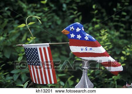 Stock Image - Folk Art Flag American Bird Usa. Fotosearch